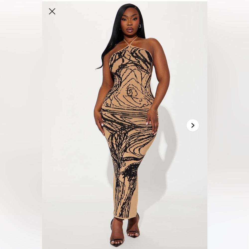 Fashion nova She's A Work of Art Sweater Midi Dress - Camel